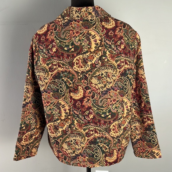 Vintage Paisley Jacquard Tapestry Jacket Coat with Pockets - Picture 7 of 8